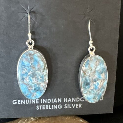 Blue Denim Lapis Dangle Earrings | Sterling Silver | 1" | 15794 - Masha USA