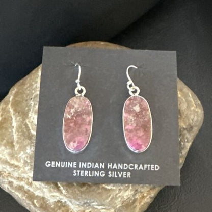 Purple Mojave Turquoise Dangle Earrings | Sterling Silver | Authentic Native American Handmade | 15781