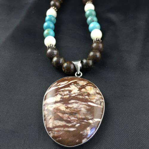 Navajo Wild Horse Turquoise Pendant Necklace | Sterling Silver | 18" | Authentic Native American Handmade | 10148