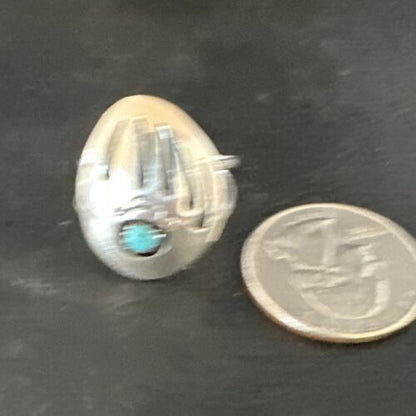 Navajo Blue Turquoise BearPaw Ring | Sterling Silver | Sz 8 | Authentic Native American Handmade | 15362