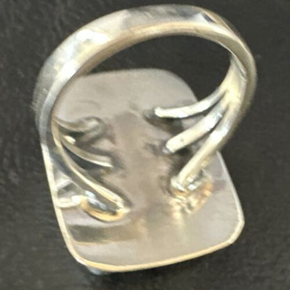 Southwestern Navajo White Buffalo Turquoise Ring | Sterling Silver | Sz 9 | 15000