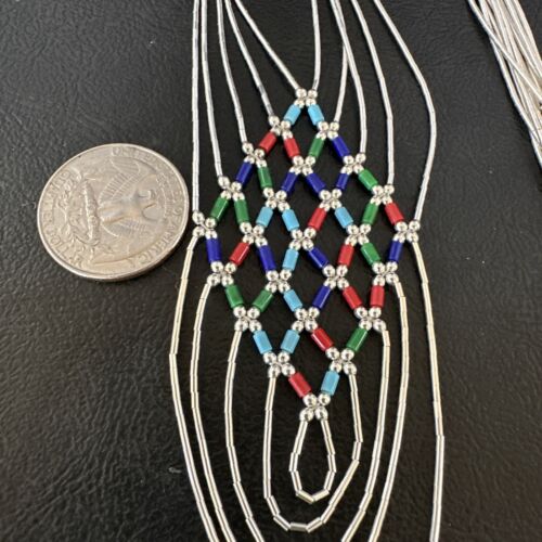 Crisscross Multicolor Heishi Liquid Sterling Silver Necklace | 5 Strand | 22" | 15885
