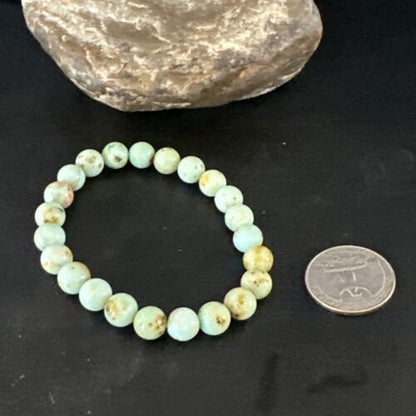 Women's Green Turquoise Stretch Bracelet | 8mm Stone | 7" | Authentic Native American Handmade | 15243