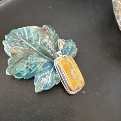 Navajo Bumblebee Jasper Pendant Necklace | Sterling Silver | Authentic Native American Handmade | 15964