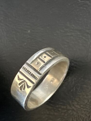 Men's Wedding Band | Navajo Stamped 14K Gold Sterling Silver Ring | Sz 10 | 15463