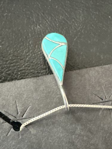 Zuni Turquoise & Pink Mother of Pearl Inlay Pendant Necklace & Earrings Set | Double Sided | Sterling Silver | Native American Handmade | 17493