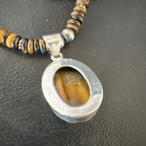 Southwestern Coffee Brown Tiger's Eye Pendant Necklace | Sterling Silver | 21" | 16369