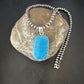 Blue Kingman Turquoise Pendant | Navajo Pearls | Sterling Silver Necklace 20" | 16996