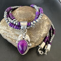 Navajo Sugilite Bead Necklace Set | 3 Strands | Sterling Silver | 21" | Authentic Native American Handmade | 16792