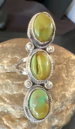 Navajo Green Royston Turquoise Multi-Stone Ring | Authentic Native American Sterling Silver | Sz 10.5 | 16721