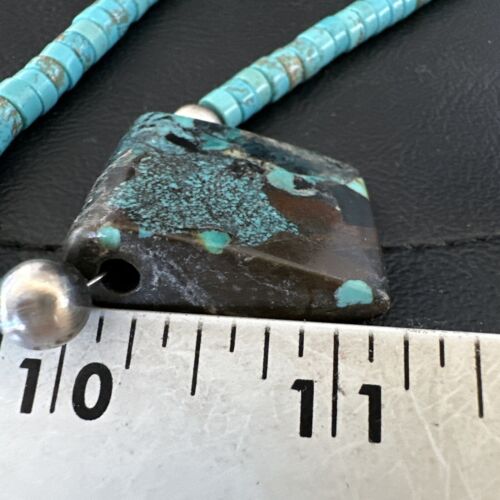 Navajo SpiderWeb Turquoise Heishi Pearls Necklace | Sterling Silver | 20" | Authentic Native American Handmade | 17094