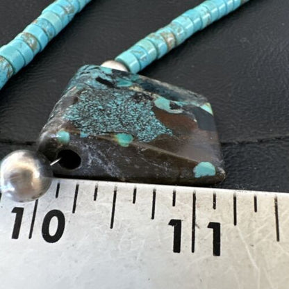 Navajo SpiderWeb Turquoise Heishi Pearls Necklace | Sterling Silver | 20" | Authentic Native American Handmade | 17094