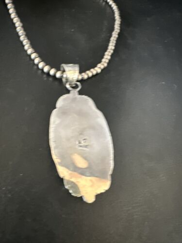 Navajo Blue Kingman Turquoise Pendant Necklace | Sterling Silver | Authentic Native American Handmade | 14861