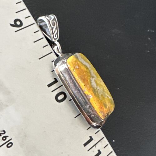 Navajo Bumblebee Jasper Pendant Necklace | Sterling Silver | Authentic Native American Handmade | 15964