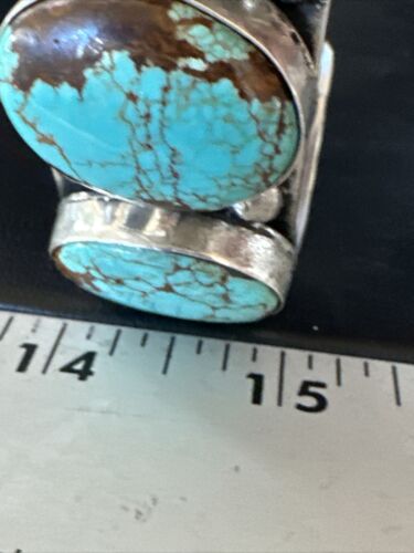 Native American Men's Navajo Blue #8 Turquoise Cuff Bracelet | Sterling Silver | 14993
