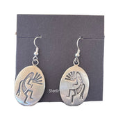 Kokopelli Hopi Dangle Earrings | Sterling Silver | Authentic Native American Handmade | 01504