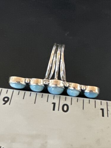 Navajo Blue Larimar Multi-Stone Ring | Authentic Native American Sterling Silver | Multi-Stone | Sz 5.5 | 15976