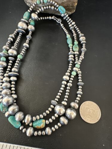 Navajo Pearls Royston Turquoise Necklace | Sterling Silver | Mixed Beads | 48" | 15990