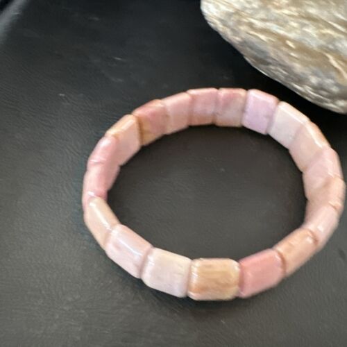 Navajo Pink Rhodochrosite Stretch Bracelet | Authentic Native American Handmade | 16977