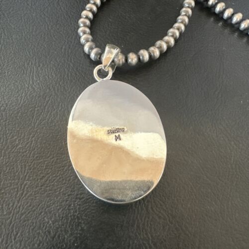 Blue Kingman Turquoise Pendant | Navajo Pearls | Sterling Silver Necklace 20" | 16689