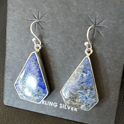 Blue Denim Lapis Dangle Earrings | Sterling Silver | 1" | 15805