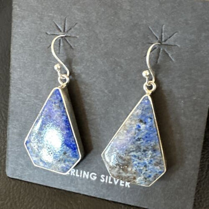 Blue Denim Lapis Dangle Earrings | Sterling Silver | 1" | 15805 - Masha USA