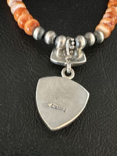 Women's Navajo | Sterling Silver | Orange Spiny Oyster Pendant Necklace | Multi-Stone | 14848