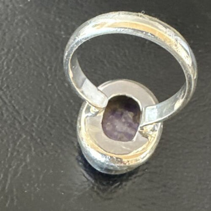 Women's Purple Charoite Navajo Oval Ring | Sterling Silver | Sz 9 | Authentic Native American Handmade | 16050