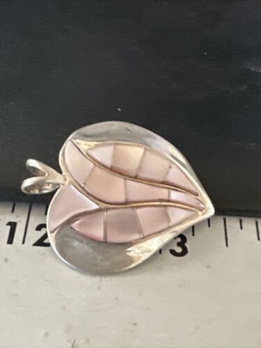 Navajo Pink Mother of Pearl Heart Pendant Necklace | Sterling Silver | Authentic Native American Handmade | 15193