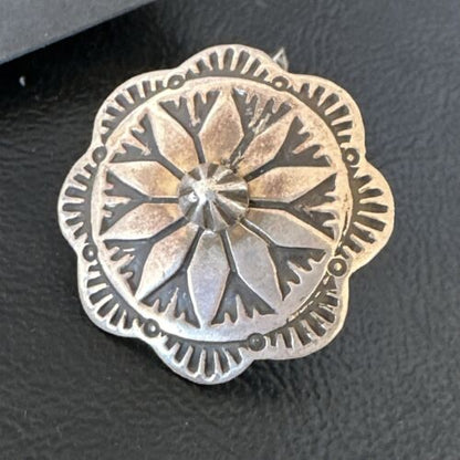 Navajo Sterling Silver Stamped Round Earrings | Authentic Native American Handmade | 15937