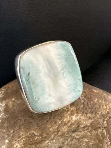 Navajo Blue Larimar Ring | Sterling Silver | Sz 9.5 | Authentic Native American Handmade | 17587