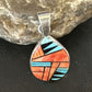 Women's Blue Turquoise & Spiny Oyster Inlay Pendant | Navajo Sterling Silver | Authentic Native American Jewelry | 15196