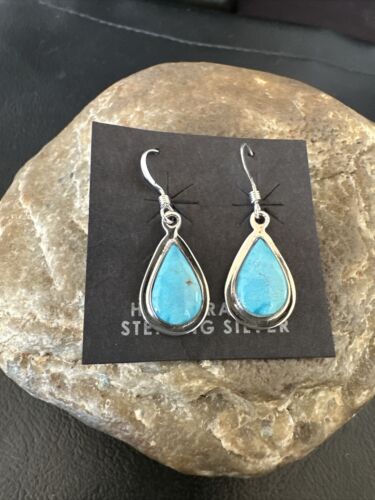 Navajo Blue Ridge Turquoise Dangle Earrings | Sterling Silver | Authentic Native American Handmade | 16513