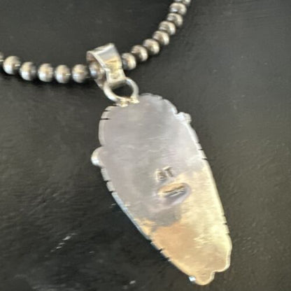 Navajo Kingman Turquoise Pendant Necklace | Sterling Silver | Native American Handmade | 15216 - Masha USA