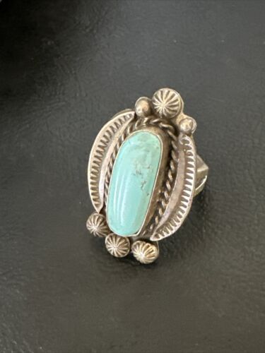 Men's Women's Dry Creek Turquoise Ring | Navajo Sterling Silver | Sz 9 | 15896