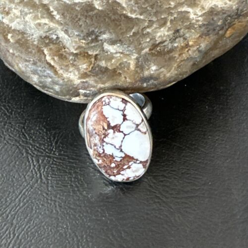 Men's Women's Wild Horse Turquoise Ring | Navajo Sterling Silver | Sz 8 | Authentic Native American Handmade | 17356