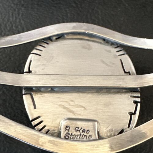 Navajo White Buffalo Turquoise Cuff Bracelet | Sterling Silver | Authentic Native American Handmade | 16251