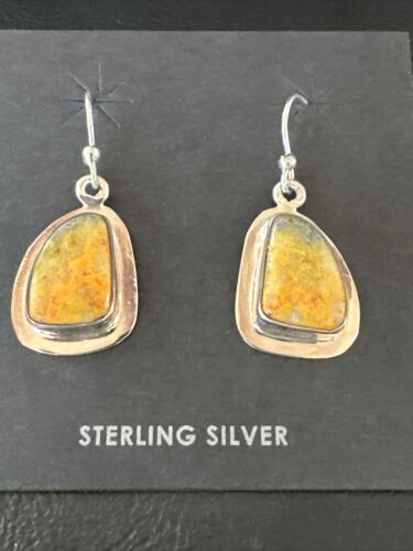 Navajo Bumblebee Jasper Earrings | Sterling Silver | Authentic Native American Handmade | 15831