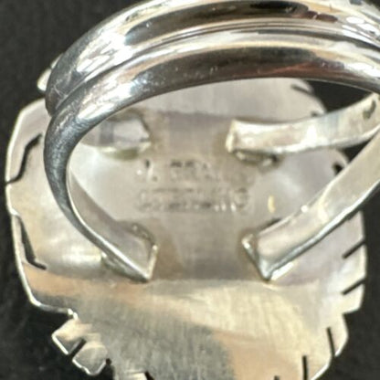 Navajo Orange Spiny Oyster Ring | Sterling Silver | Sz 7.5 | Authentic Native American Handmade | 16030