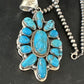 Navajo Blue Kingman Turquoise Cluster Pendant | Sterling Silver | Authentic Native American Handmade | 15447