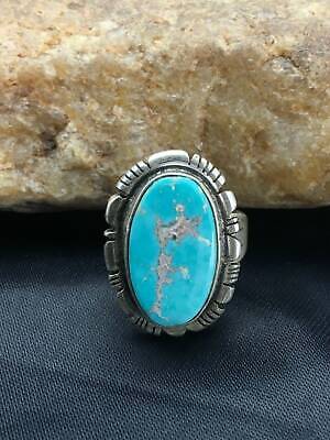 Native American Navajo Blue Turquoise Ring | Sterling Silver | Sz 7.5 | 16868