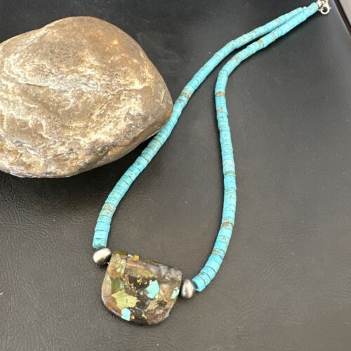 Navajo SpiderWeb Turquoise Heishi Pearls Necklace | Sterling Silver | 20" | 17031