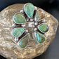 Navajo Green Turquoise Cluster Ring | Authentic Native American Sterling Silver | Multi-Stone | Sz 9 | 15660