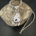 White Buffalo Turquoise Pendant | Navajo Pearls | Sterling Silver Necklace 21" | 17327
