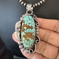 Navajo Blue Turquoise #8 Pendant | Sterling Silver Necklace with Pearls | Authentic Native American Handmade | 15442