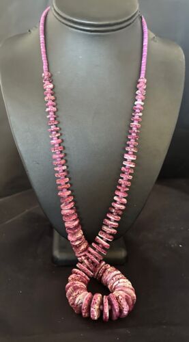 Purple Spiny Oyster Navajo Pearls Sterling Silver Necklace | Authentic Native American | 30" | 16814