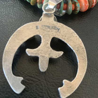 Navajo Turquoise Pendant Necklace | Sterling Silver | Native American Handmade | Naja 24" | 11569