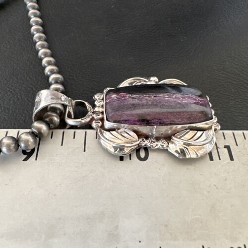 Navajo Pearls Purple Sugilite Pendant Necklace | Sterling Silver Beads | Authentic Native American Handmade | 16460