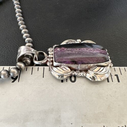 Navajo Pearls Purple Sugilite Pendant Necklace | Sterling Silver Beads | Authentic Native American Handmade | 16460