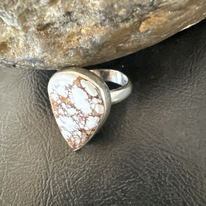 Men's & Women's Wild Horse Turquoise Ring | Navajo Sterling Silver | Sz 7 | Authentic Native American Handmade | 17364